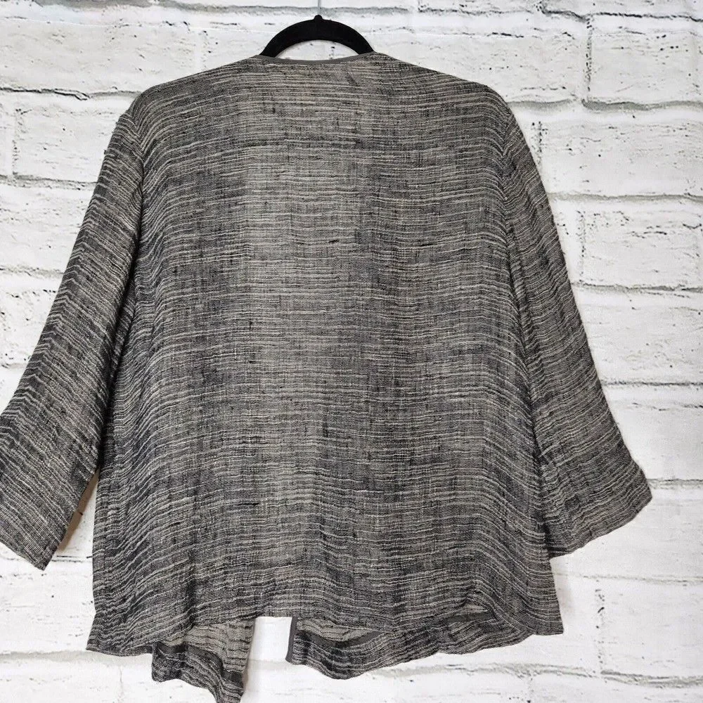 Eileen Fisher Womens Small Organic Linen Gray Lightweight Cardigan Lagenlook